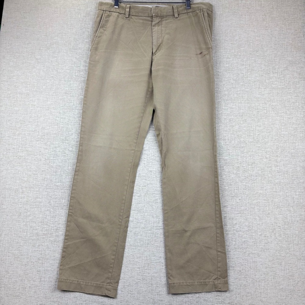 Banana Republic Aiden Chino Pants Mens 34x34 Khaki Tan Slim Fit Cotton Twill